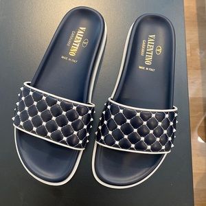 Valentino Women's Navy Slide Sandals